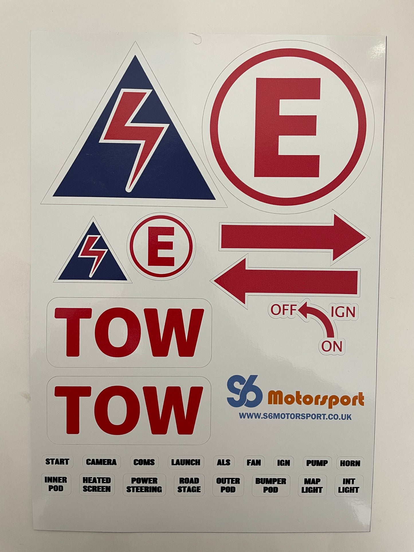 S6 Motorsport MSUK Safety Sticker Pack